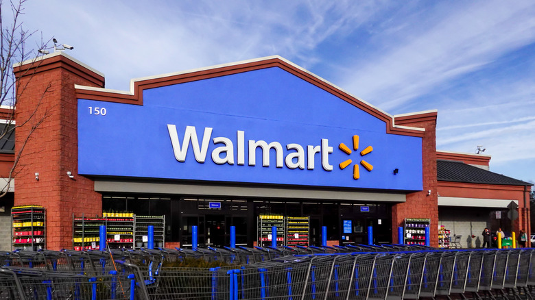 Walmart exterior and shopping carts