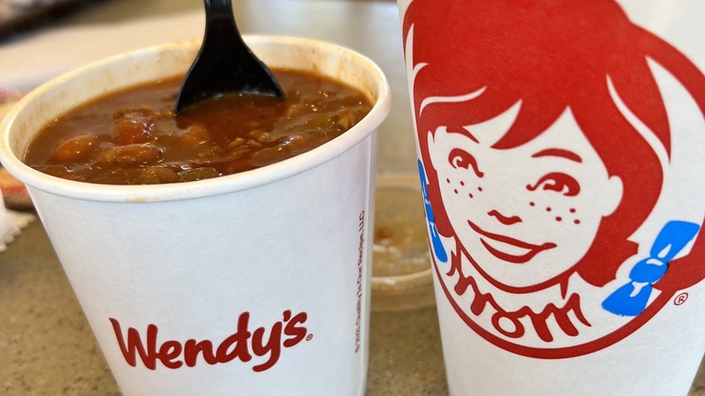 Wendy's Chili on a table