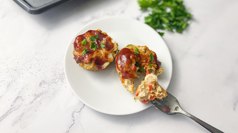 meatloaf muffins with a forkful