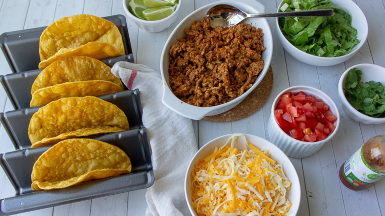 crisp taco shells and ground taco meat