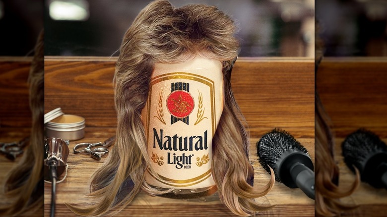 Natural Light can with a mullet