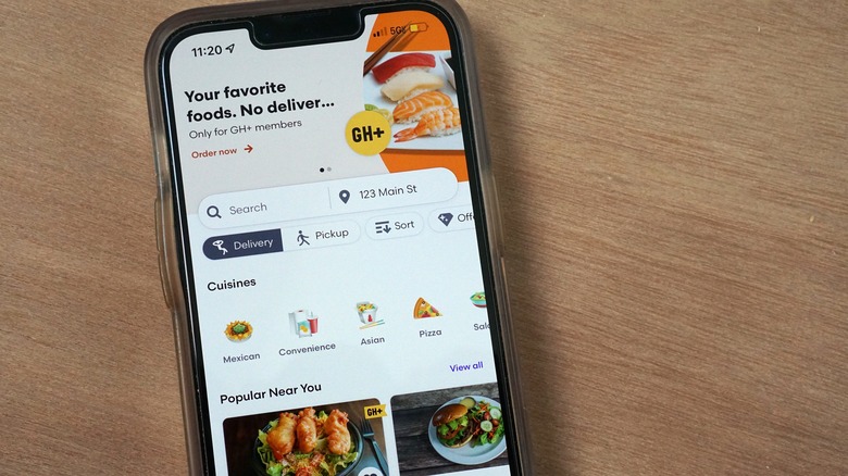 Grubhub app open on a phone