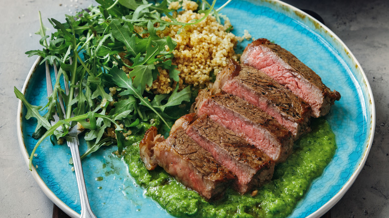 steak with chimichurri sauce