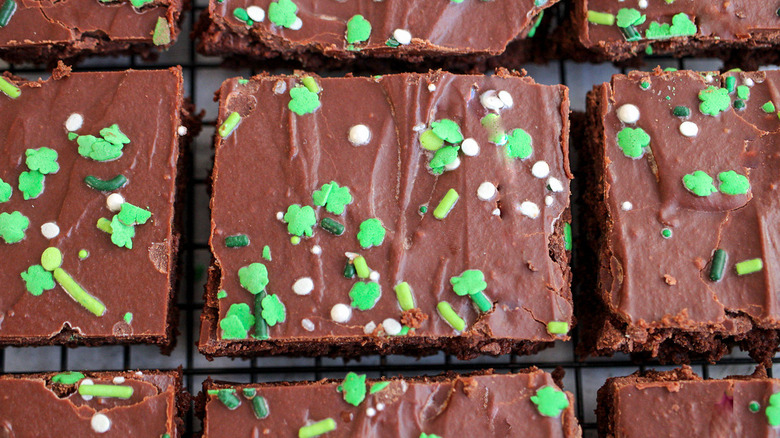 brownies with green shamrock sprinkles