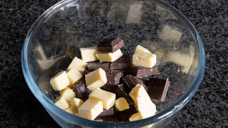 chocolate and butter in bowl