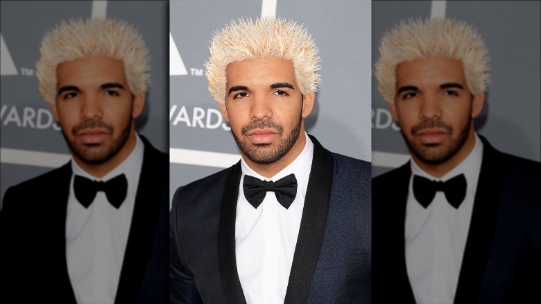 Meme of Drake with spiky bleached hair