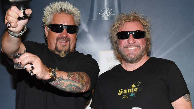 Guy Fieri and Sammy Hagar promoting tequilla