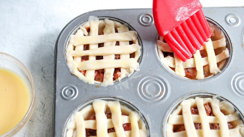 egg washing the pie crust