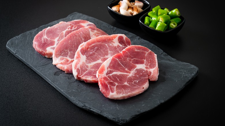 Raw pork chops