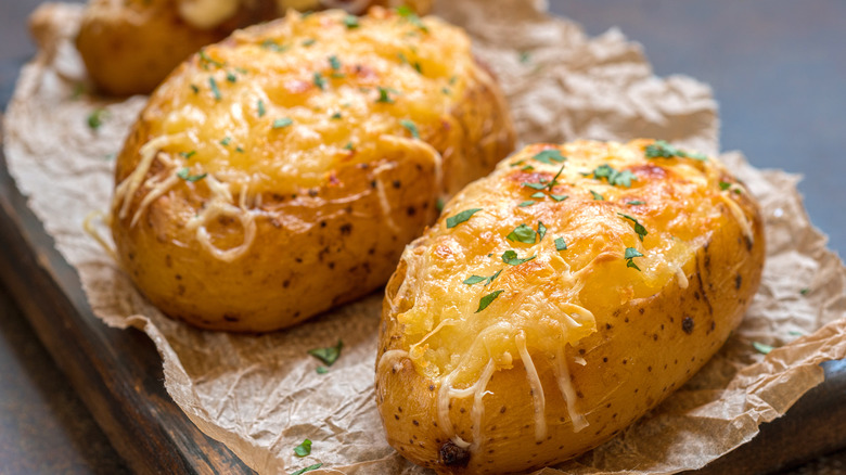 crispy, cheesy baked potatoes