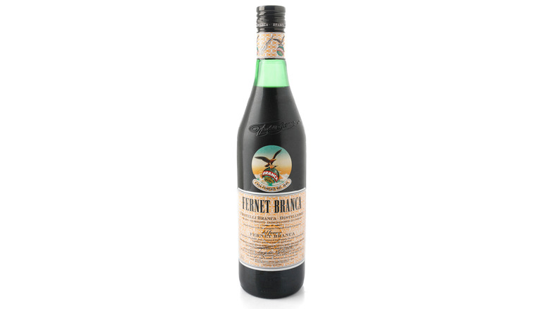 Fernet-Branca bottle on white background