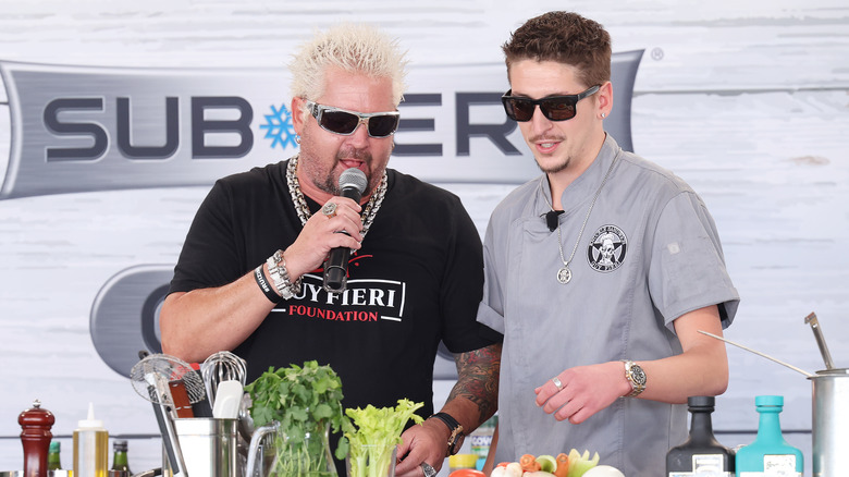 Guy Fieri and Hunter Fieri at food festival