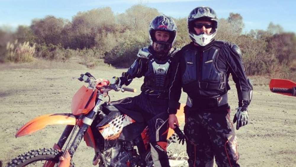 Guy Fieri's son and Guy riding dirt bikes