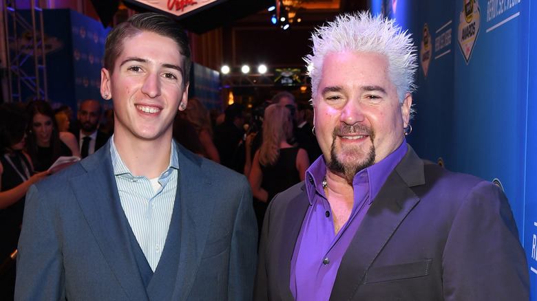 Guy Fieri and son Hunter at a media event