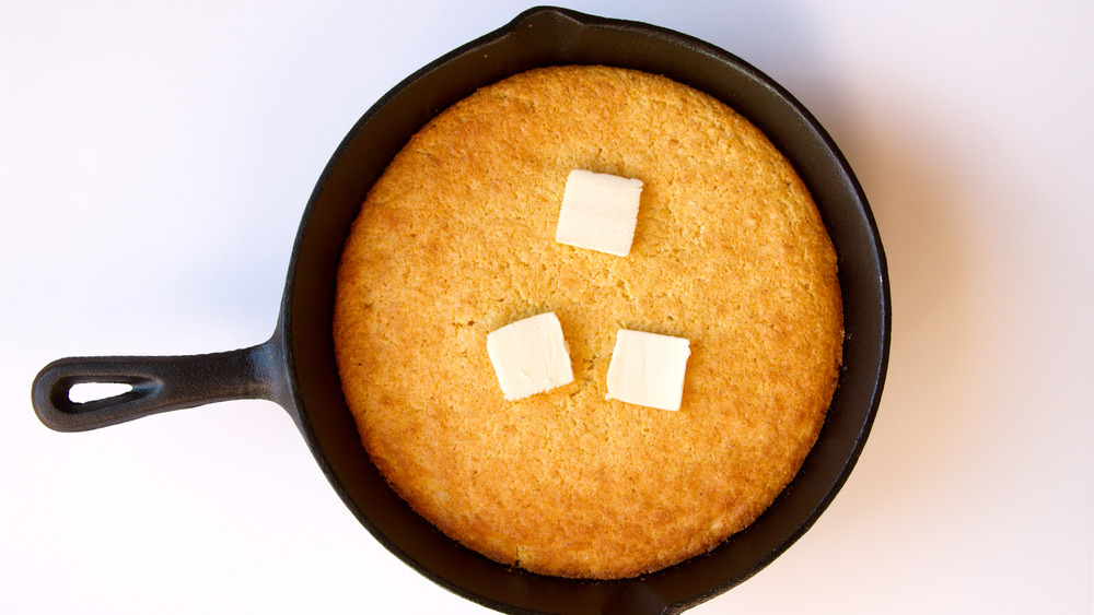 skillet cornbread with butter