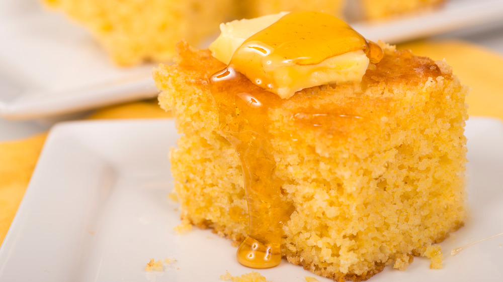 cornbread with butter and honey