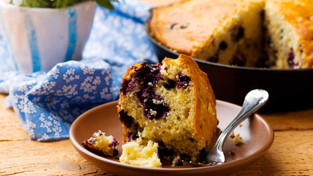 cornbread slice with blueberries