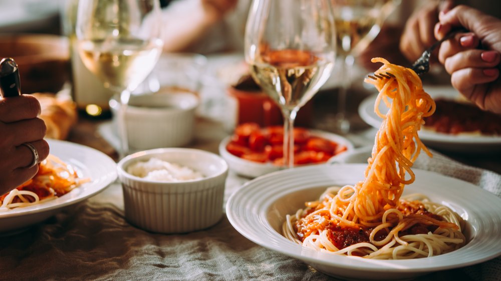 wine and pasta