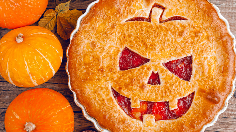 A Halloween themed pie