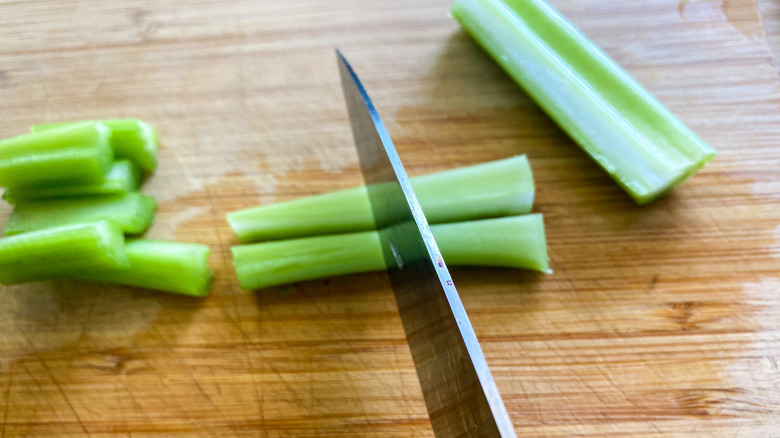 celery on cutting board 