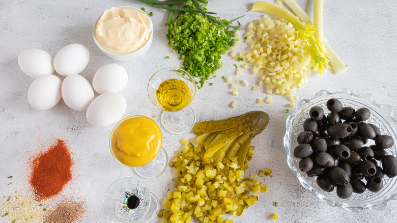 ingredients for halloween deviled eggs