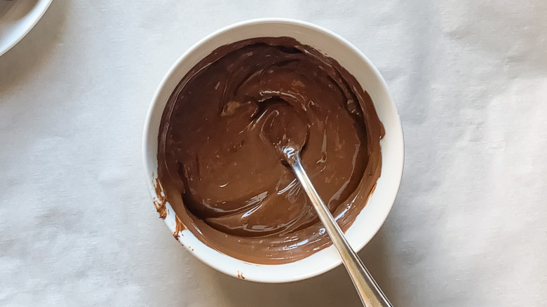 melted chocolate in a bowl 