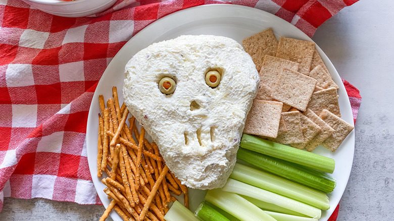 cheese skull on a plate 