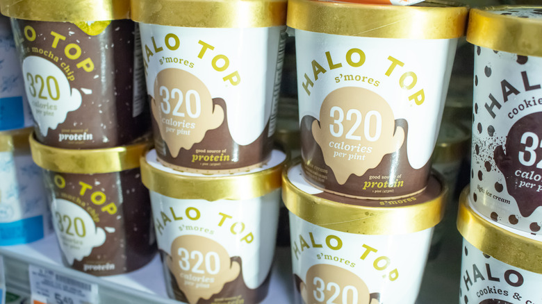 A variety of Halo Top pints 