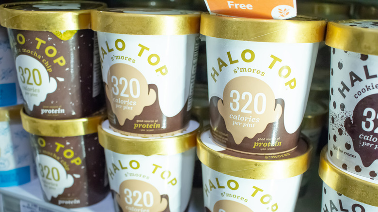 Halo Top ice cream on shelf