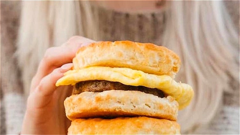 sausage and egg biscuit from Hardee's 