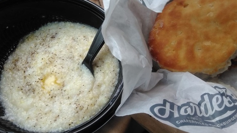 Hardees grits and biscuit