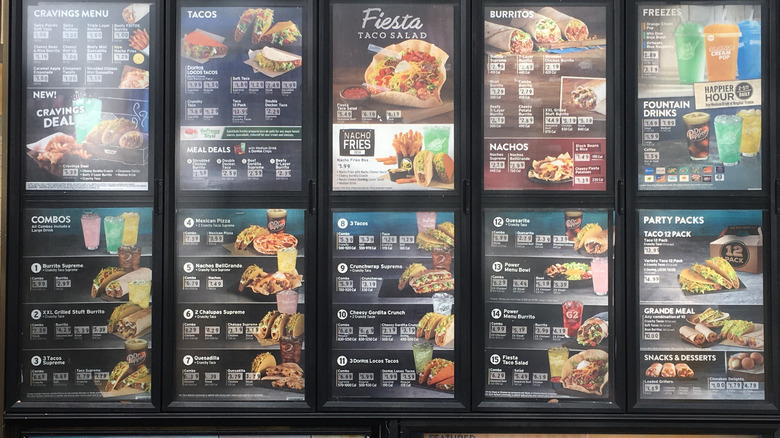 Taco Bell menu display boards