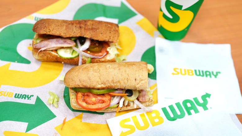 Two six-inch Subway subs