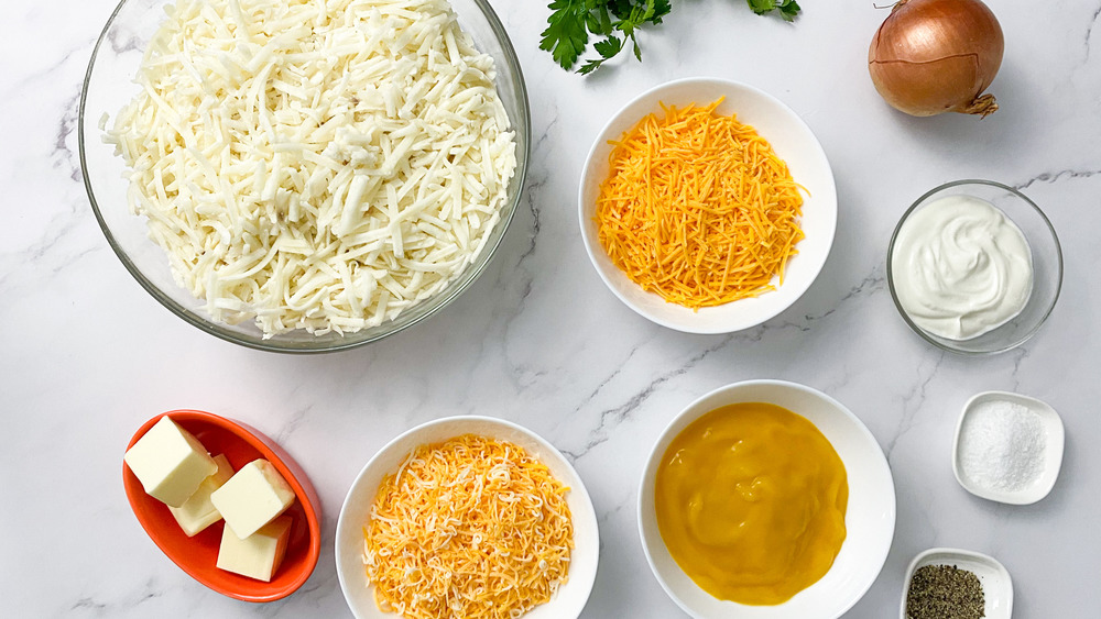 hashbrown casserole ingredients displayed