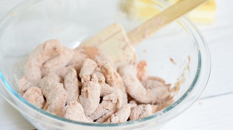 shrimp tossed with flour, spices