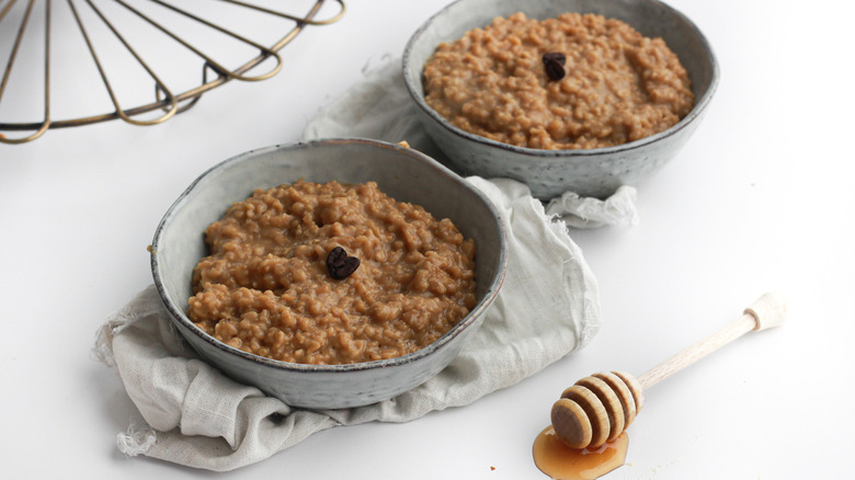 Two bowls of coffee oatmeal