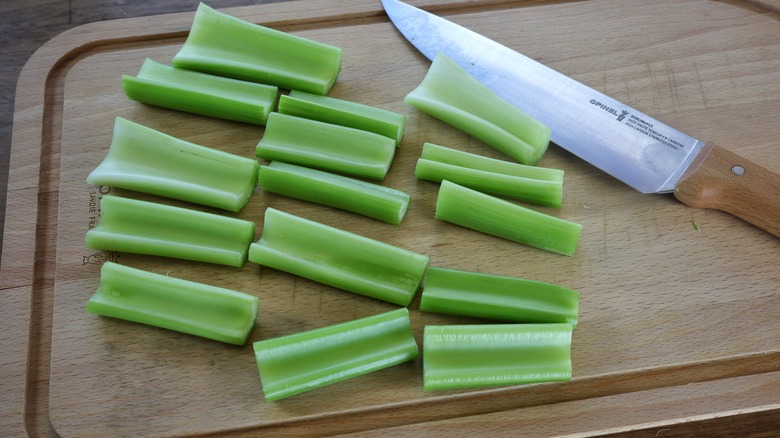 celery on cutting board