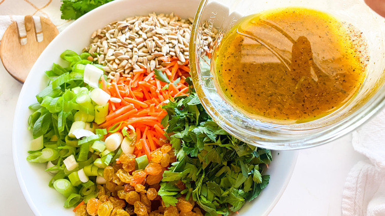 moroccan carrot salad in bowl 