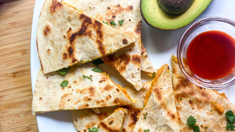 sweet potato quesadillas on plate