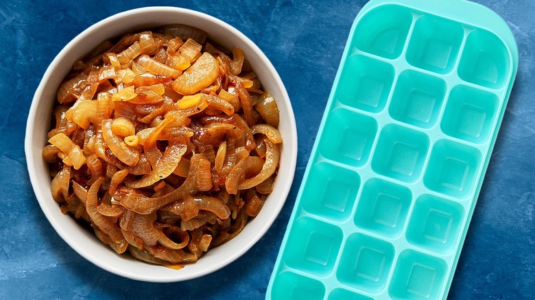 Caramelized onions and ice cube tray