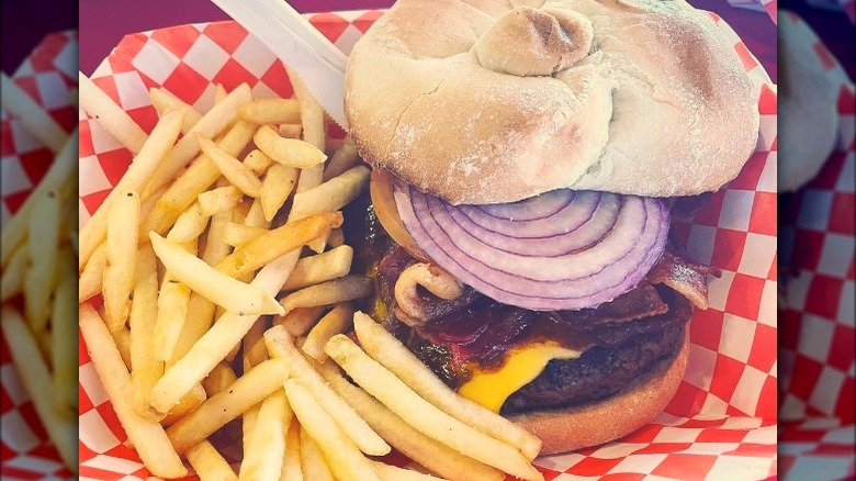 single Burger and Fries