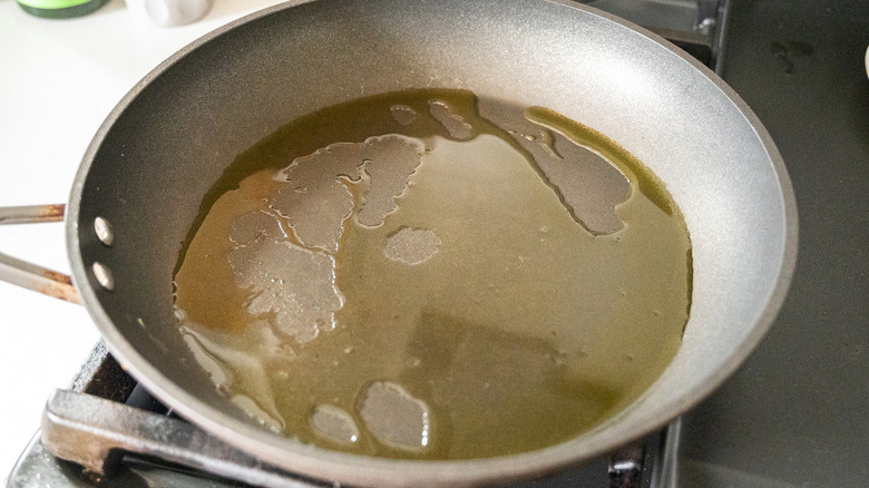 olive oil in pan