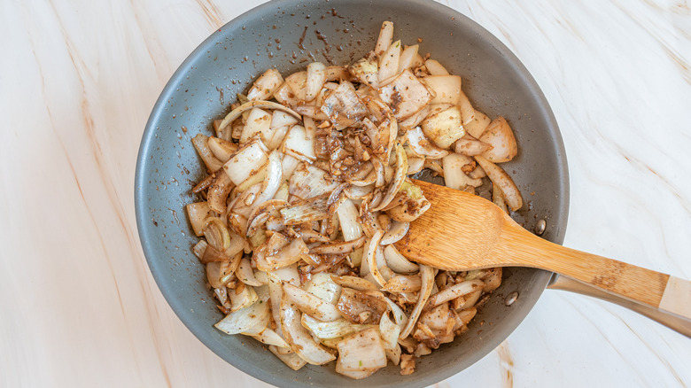 cooking onions and garlic