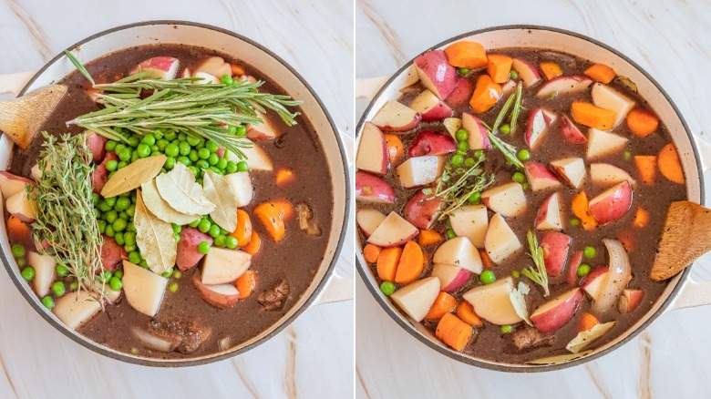 simmering beef stew