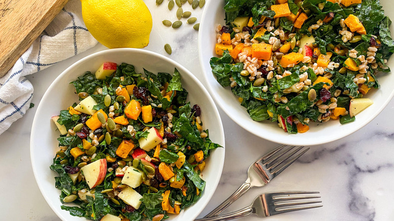 fall salad in serving bowls