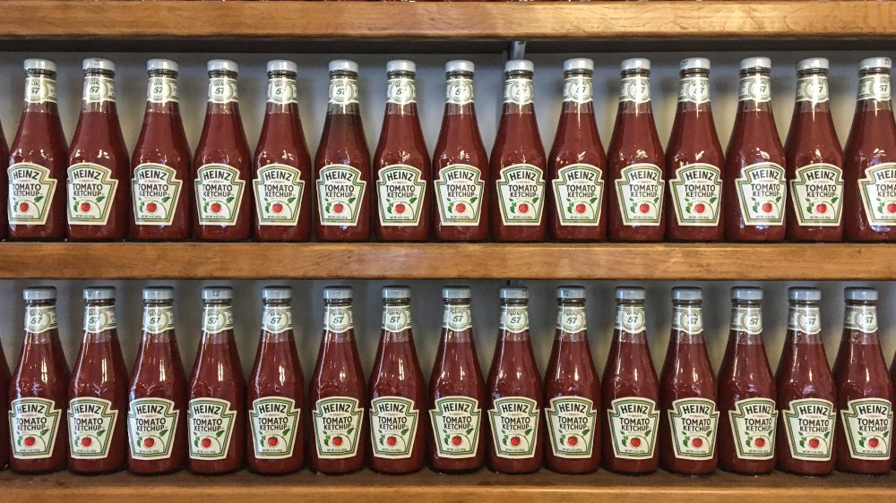 shelf full of heinz ketchup