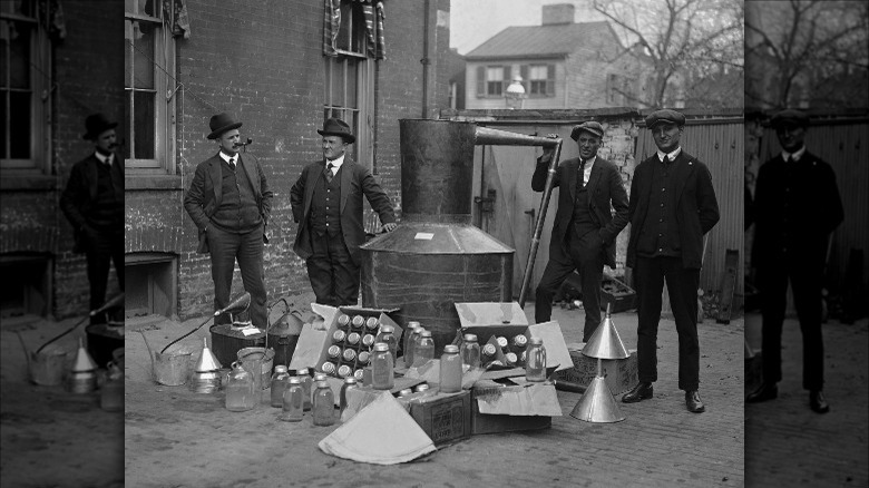 Prohibition agents standing around still