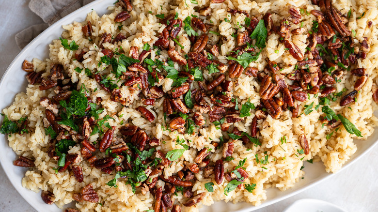 rice pilaf on serving platter