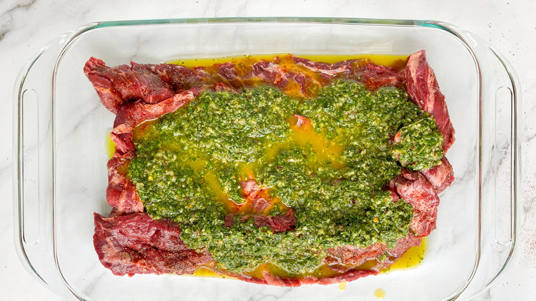 steak with herb marinade