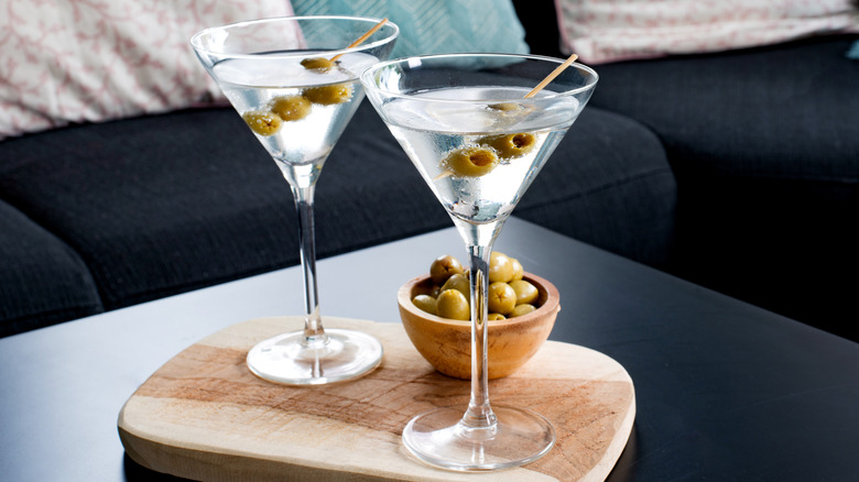 two olive martinis on board